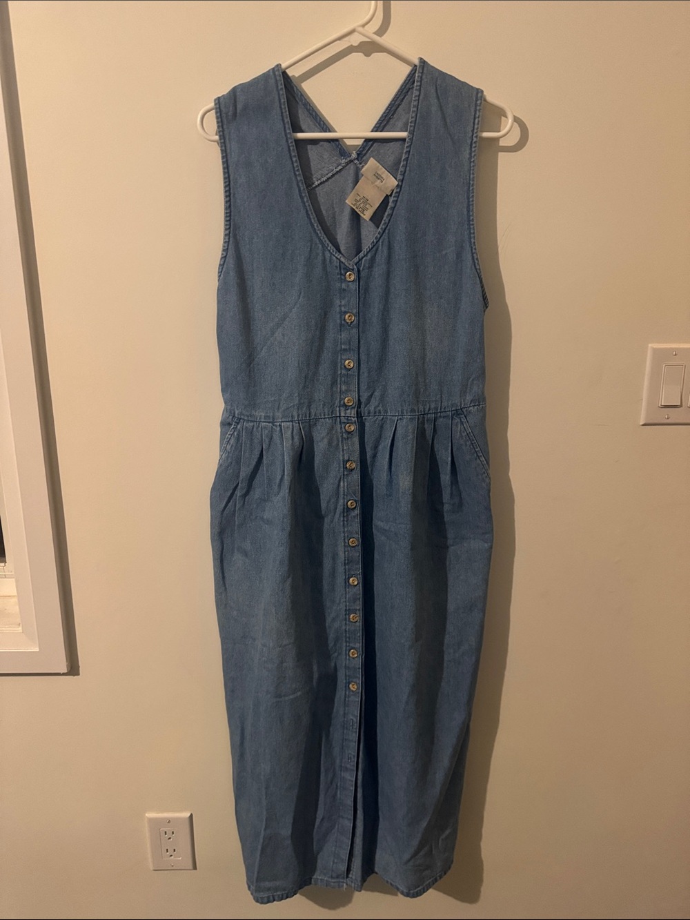 Northern Reflections Light Blue Sleeveless Denim Maxi Dress with Front Buttons
